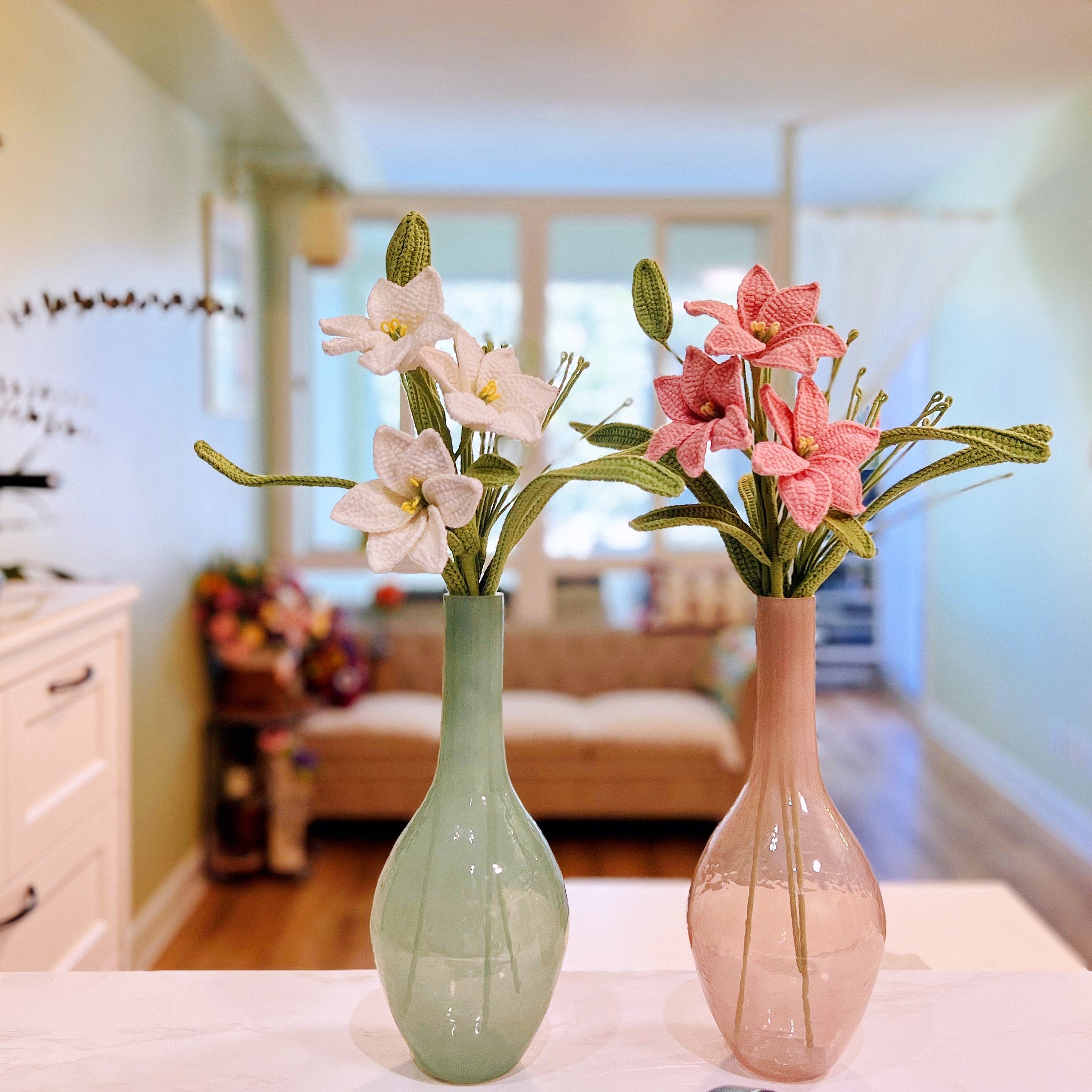 C9 Porcelain Duet | Bouquet ( 2 Tone Lilies and 4 Fountain Grasses )
